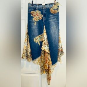 Alberto Makali Blue and Multicolor Midi Skirt